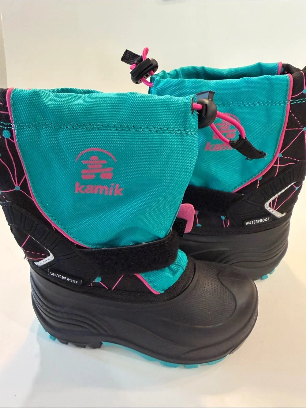 Kamik Toddler Girls Sz 9 Teal & Pink Waterproof Snow Boots New!
